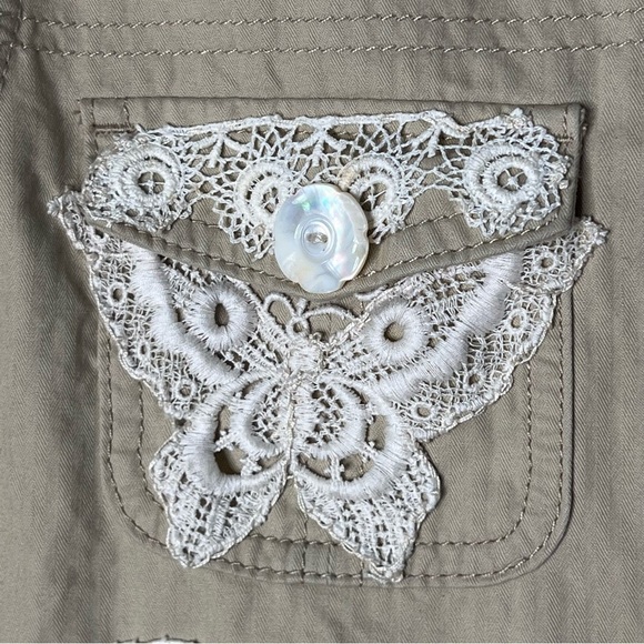 Levi’s tan denim lace appliqué jacket - Picture 6 of 9